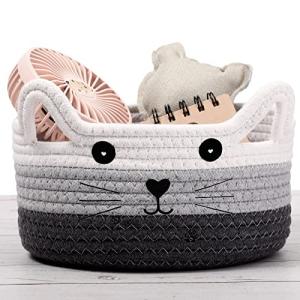 Panier de rangement chat en corde avec oreilles
