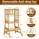 Soutien de cuisine pour enfants en bambou naturel