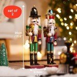 2-Piece Wooden Nutcracker Soldier Christmas Decorations