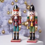 2-Piece Wooden Nutcracker Soldier Christmas Decorations