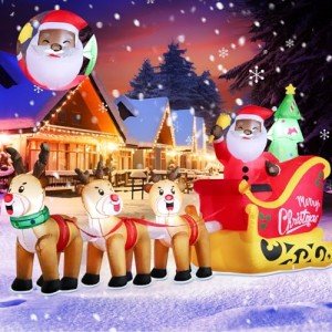 Black Santa Sleigh with Reindeers Christmas Inflatable