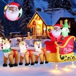 Black Santa Sleigh with Reindeers Christmas Inflatable