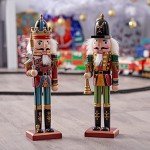 2-Piece Wooden Nutcracker Soldier Christmas Decorations