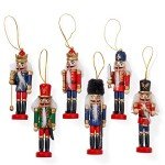 6 PC Nutcracker Wooden Christmas Ornaments Set