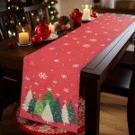 Snowflake Christmas Trees Table Runner 13x72 Inch