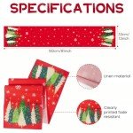 Snowflake Christmas Trees Table Runner 13x72 Inch