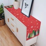 Snowflake Christmas Trees Table Runner 13x72 Inch