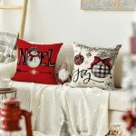 Merry Christmas Gnome Throw Pillow Covers - Set of 4