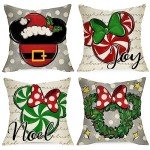 Christmas Gray Throw Pillow Covers Set of 4