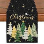 Black and Gold Christmas Table Runner – 13"x72
