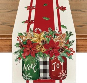 Merry Christmas Table Runner, 13x72 Inch Decor