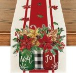 Merry Christmas Table Runner, 13x72 Inch Decor