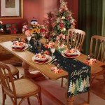 Black and Gold Christmas Table Runner – 13"x72