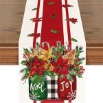 Merry Christmas Table Runner, 13x72 Inch Decor