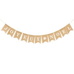 Rustic Joyeux Noel Burlap Christmas Banner
