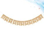 Rustic Joyeux Noel Burlap Christmas Banner