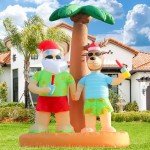 Hula Santa and Reindeer Beach Inflatable Decoration