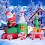 6FT Inflatable Santa & Snowman Train Decor
