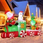 6FT Inflatable Santa & Snowman Train Decor