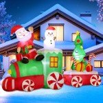 6FT Inflatable Santa & Snowman Train Decor
