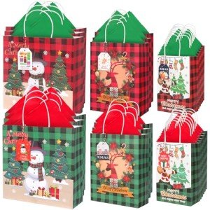 Assorted Christmas Gift Bags with Tags and Tissue