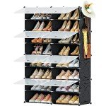 8-Tier Shoe Rack for Entryway Storage (Black)