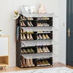 8-Tier Shoe Rack for Entryway Storage (Black)