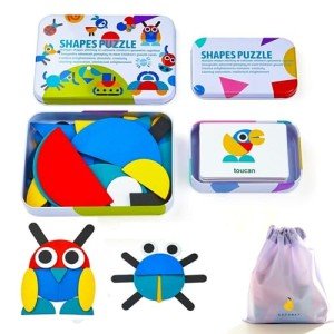 Wooden Animal Pattern Blocks Puzzle for Kids