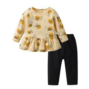Baby Girl's Fall Ruffle Animal Print Outfit Set