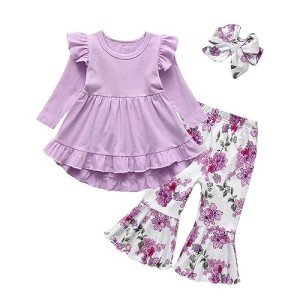 Purple 3-Piece Baby Toddler Outfit Set