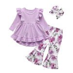 Purple 3-Piece Baby Toddler Outfit Set
