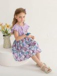 Purple Floral Summer Dress for Toddler Girls