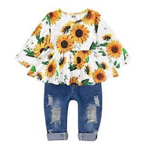Cute Floral Long Sleeve Outfit for Baby Girls