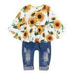Cute Floral Long Sleeve Outfit for Baby Girls