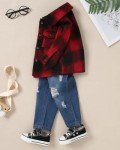 WESIDOM Toddler Boy Plaid Shirt & Denim Pants Set
