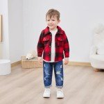 WESIDOM Toddler Boy Plaid Shirt & Denim Pants Set