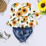 Cute Floral Long Sleeve Outfit for Baby Girls