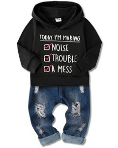 WESIDOM Baby Boy Hoodie and Jeans Outfit Set