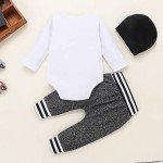 Baby Boy Crew Print Romper, Pants, and Hat Set