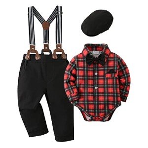 Infant Boy's Gentleman Outfit Set with Bowtie & Hat