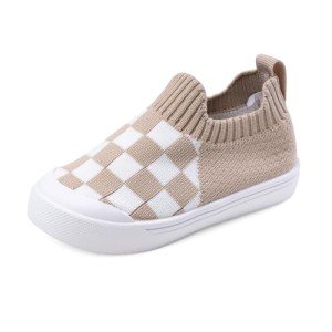 Checkerboard Knitted Slip-On Sneakers for Toddlers