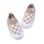 Checkerboard Knitted Slip-On Sneakers for Toddlers