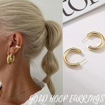 6 Pairs of Gold Hoop Earrings for Women