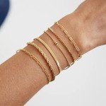Dainty 14K Gold Plated Bracelet Set for Women