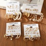 36 Pairs of Gold Earrings Set for Women