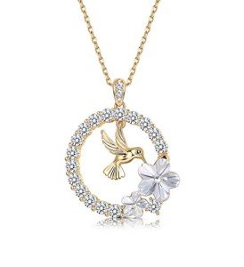 18K Gold Plated Hummingbird Pendant Necklace for Women