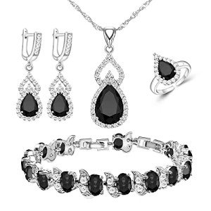 Silver Black Stone Jewelry Set for Any Occasion