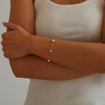 Gold Pearl Cross Bracelet for Women