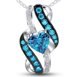 Platinum Plated Infinity Heart Birthstone Necklace