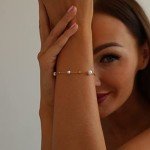 Gold Pearl Cross Bracelet for Women